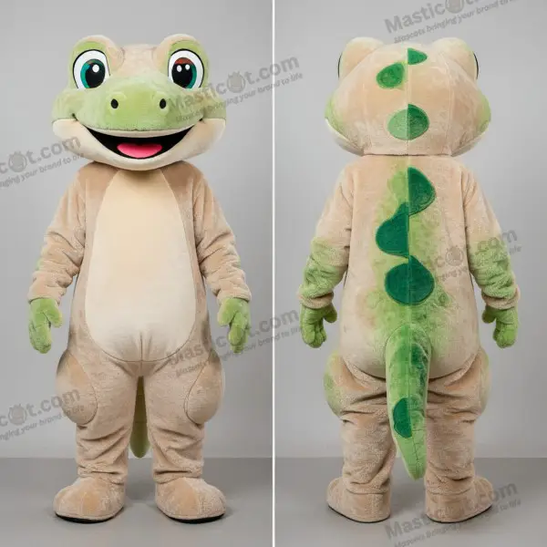 Beige Spotted Cartoon Geckos Mascot - Geckos - MASTICOT_50084 - Masticot.com