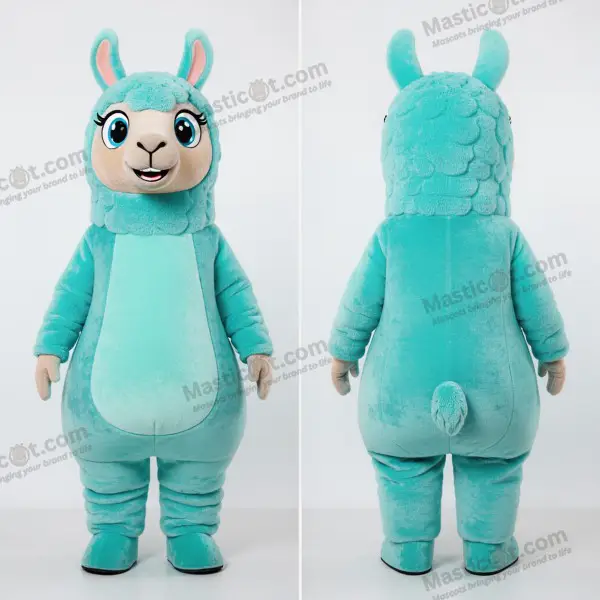 Turquoise Soft Rounded Llama Mascot - Llama - MASTICOT_50086 - Masticot.com