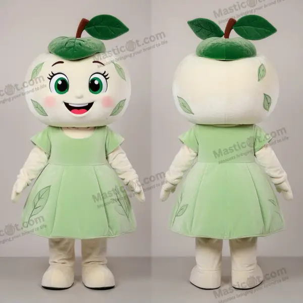 Creamy White Cartoon Apple Mascot - Apple - MASTICOT_50087 - Masticot.com