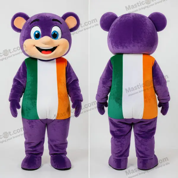 Vibrant Purple Cartoon Irish Flag Mascot - Irish Flag - MASTICOT_50092 - Masticot.com