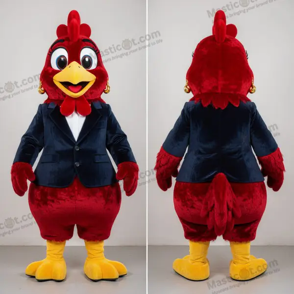 Crimson Velvet Cartoon Hens Mascot - Hens - MASTICOT_50093 - Masticot.com