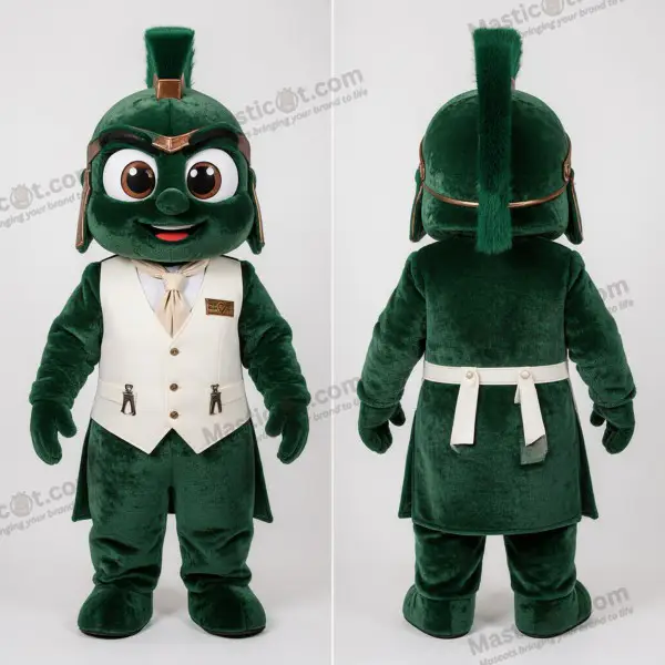 Forest Green Cartoon Spartan Soldier Mascot - Spartan Soldier - MASTICOT_50095 - Masticot.com