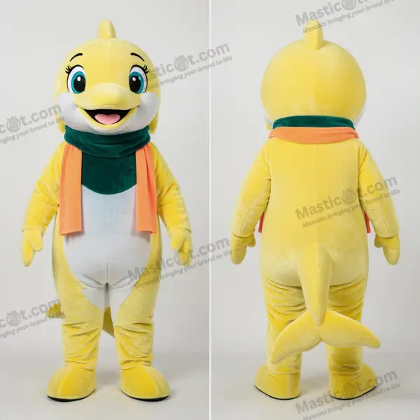Lemon Yellow Cartoon Dolphin Mascot - Dolphin - MASTICOT_50099 - Masticot.com