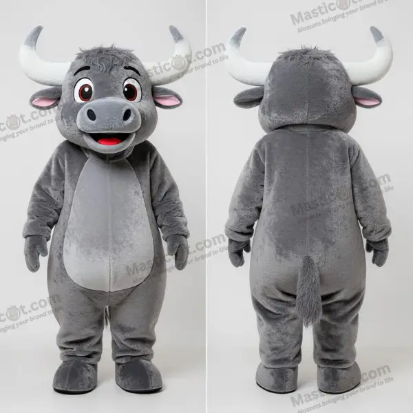 Slate Gray Friendly Yak Mascot - Yak - MASTICOT_50101 - Masticot.com