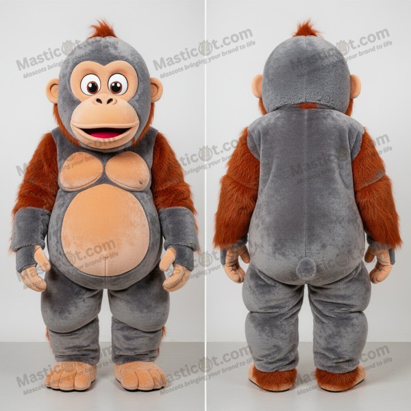 Velvety gray expressive orangutan mascot - Masticot.com