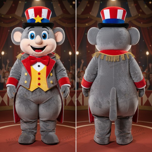 Gray velvety ring master mascot - Masticot.com