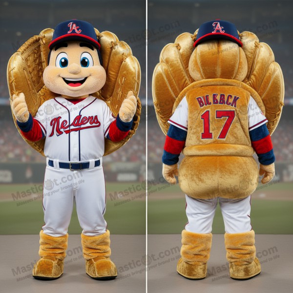 Gullfarget plysj-baseballhanske maskot - Masticot.com