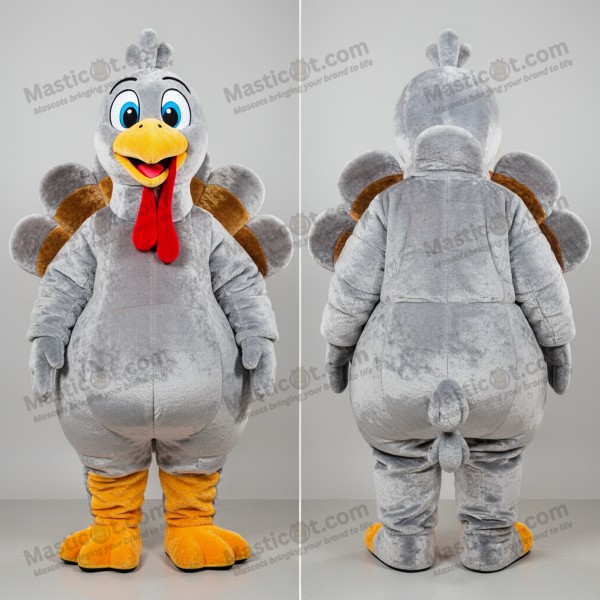 Silver Plush Cartoon Turkey Mascot - Masticot.com