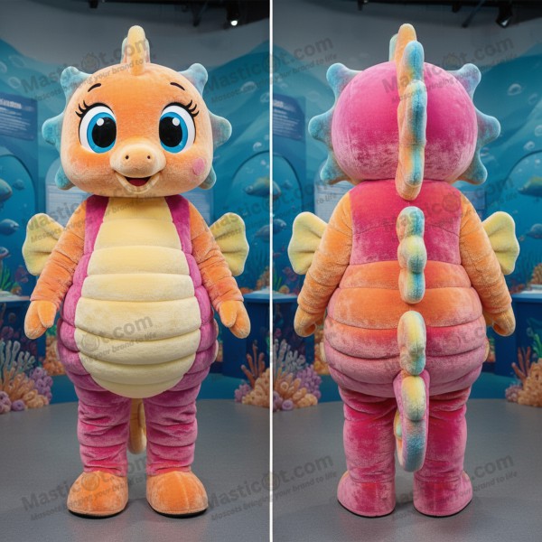 Turquoise shimmering seahorse mascot - Masticot.com