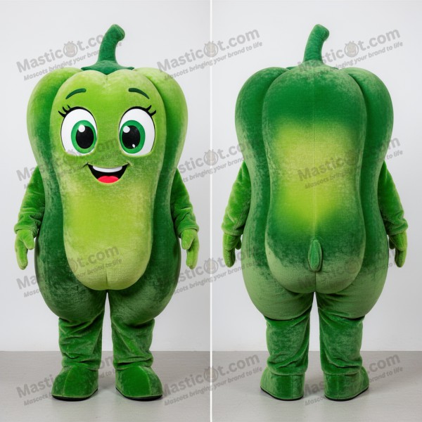 Vibrant Green Velvet Pepper Mascot - Masticot.com
