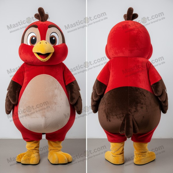 Crimson red rounded quail mascot - Masticot.com