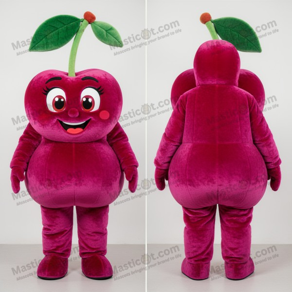 Magenta plush cherry mascot - Masticot.com