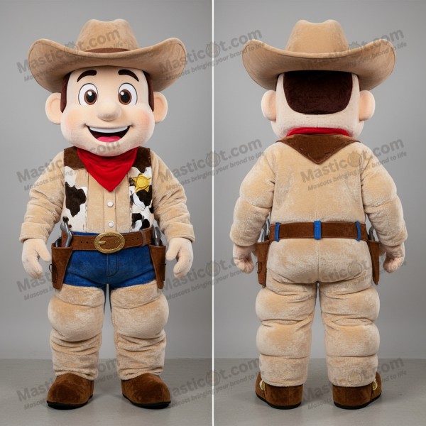 Warm beige plush cowboy mascot - Masticot.com