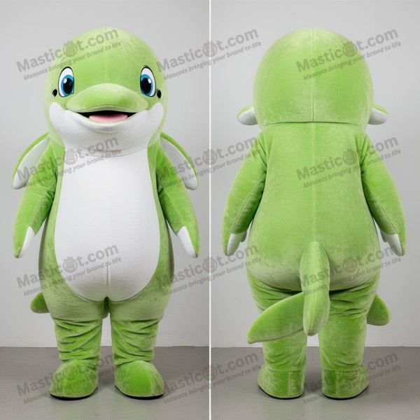Limegrønn leken belugahval-maskot - Masticot.com