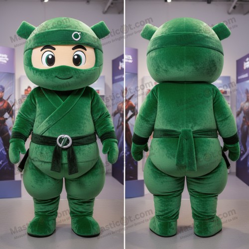 Emerald green stealthy ninja mascot - Masticot.com
