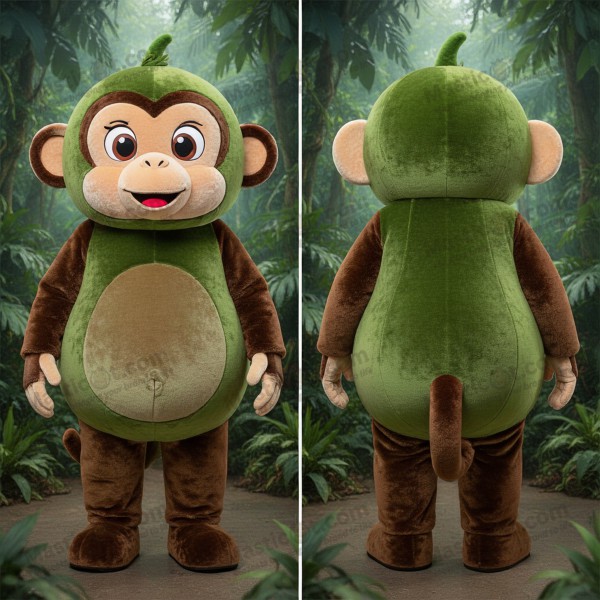 Olive Green Velvety Capuchin Monkey Mascot - Masticot.com