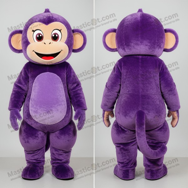 Vibrant purple playful capuchin monkey mascot - Masticot.com