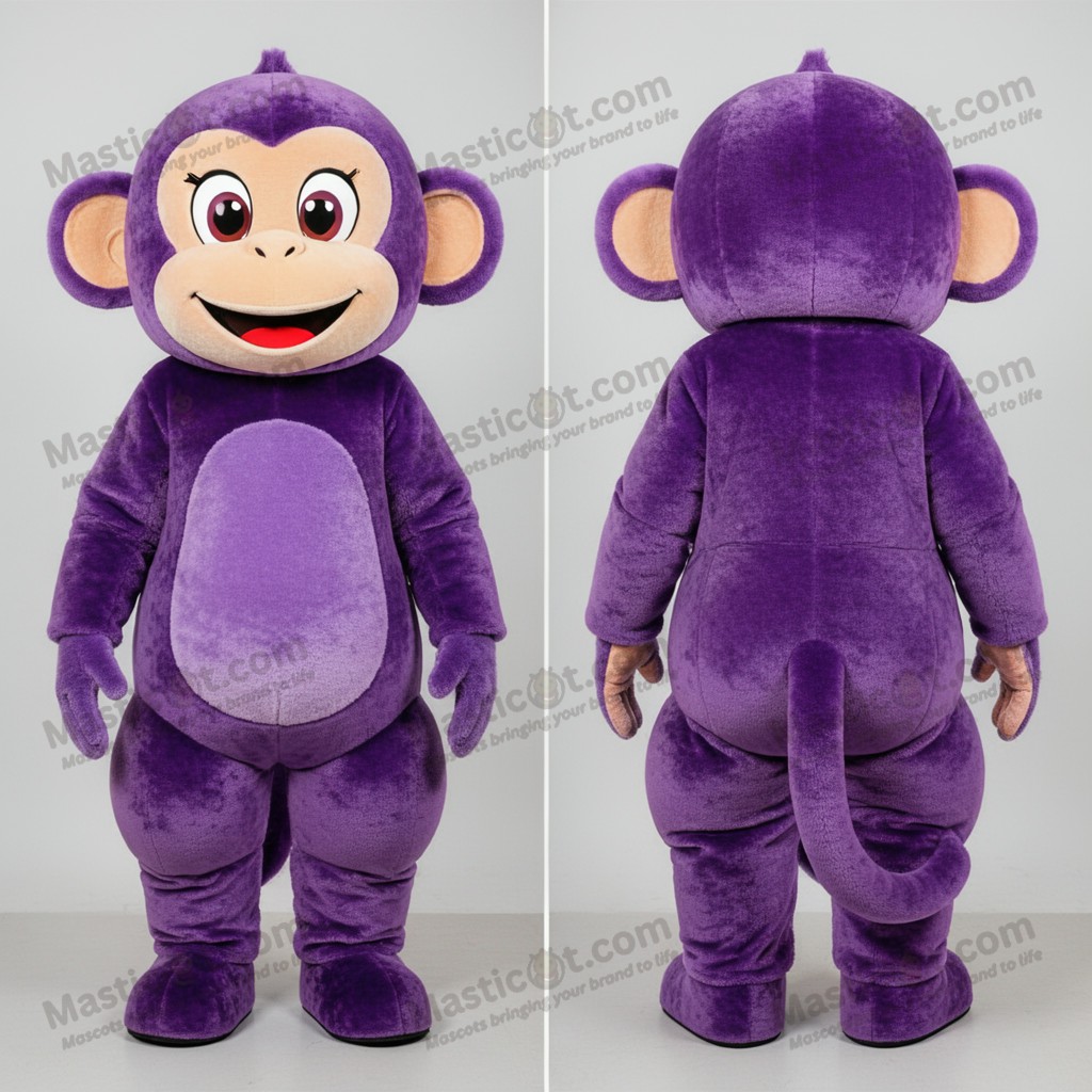 Vibrant purple playful capuchin monkey mascot - Masticot.com
