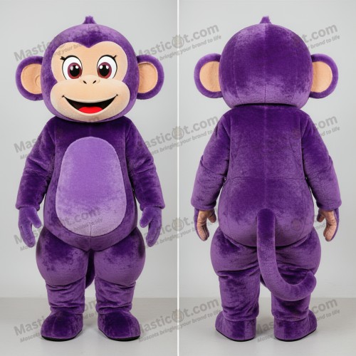 Vibrant purple playful capuchin monkey mascot - Masticot.com