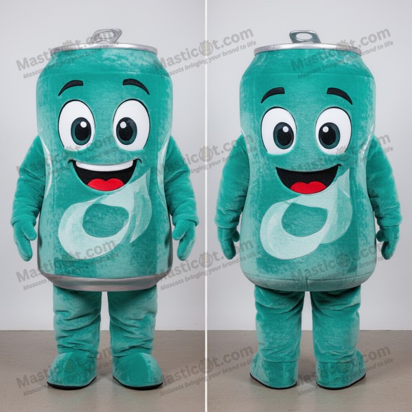 Teal bubbly soda can mascot - Masticot.com
