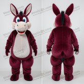 Maroon velvety donkey mascot - Masticot.com