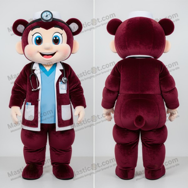 Maroon velvety doctor mascot - Masticot.com