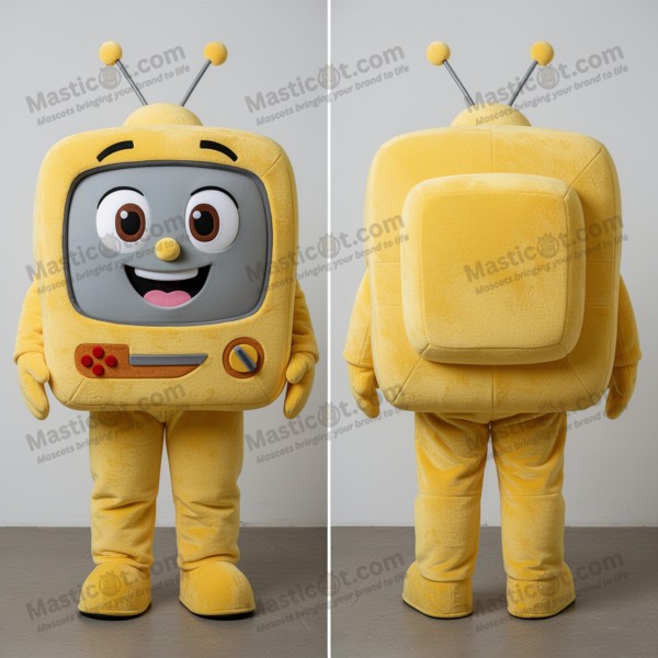 Mascota de televisión radiante en amarillo aterciopelado -