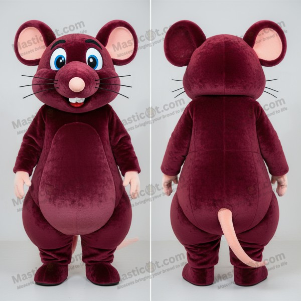 Maroon fluffy rat mascot - Masticot.com