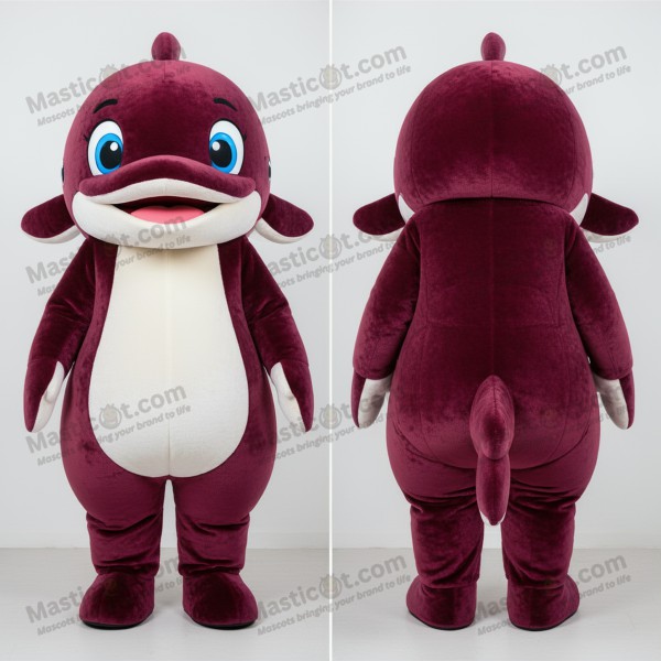 Maroon velurová maskot kostým velryby - Masticot.com