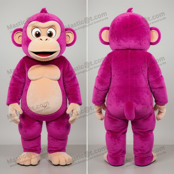 Magenta Cartoon Chimpanzee Mascot - Masticot.com