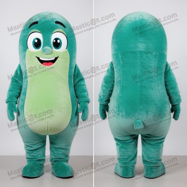 Mascota de Frijol Verde Color Turquesa Estilo Caricatura -