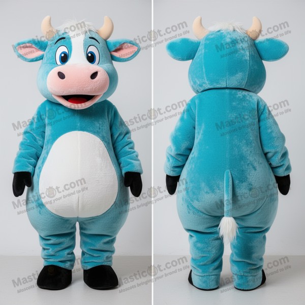 Mascota de vaca Jersey de peluche color cian - Masticot.com