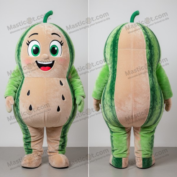 Emerald green plump watermelon mascot - Masticot.com
