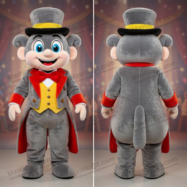 Velvety gray jovial ring master mascot - Masticot.com