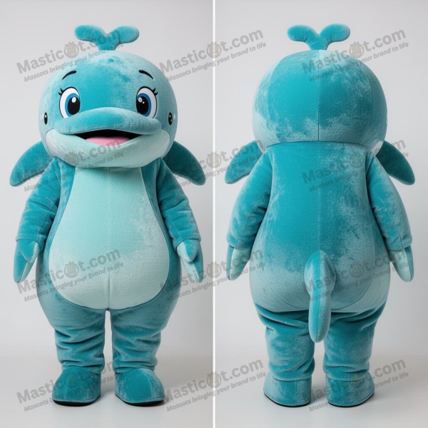 Turquoise blue playful blue whale mascot - Masticot.com