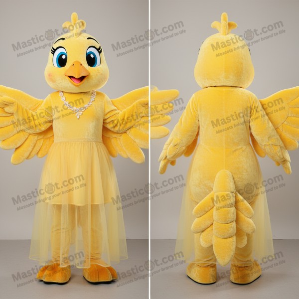 Velvet Yellow Cartoon Dove Mascot - Masticot.com