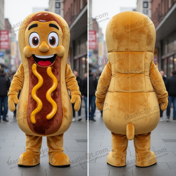 Golden Shimmering Currywurst Mascot - Masticot.com