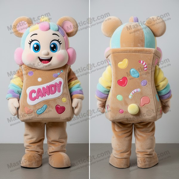 Tan cuddly candy box mascot - Masticot.com