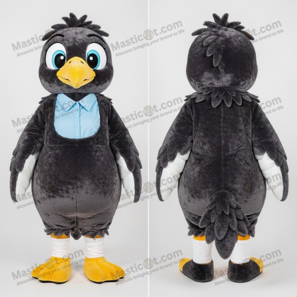 Velvety Black Cartoon Albatross Mascot - Masticot.com