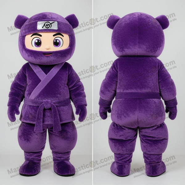 Velvety Purple Smiling Ninja Mascot - Masticot.com