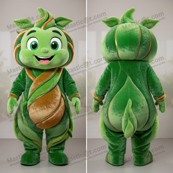 Velvety Green Denim Clad Beanstalk Mascot - Masticot.com