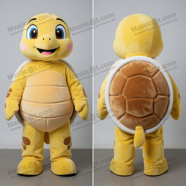 Velvet Yellow Cartoon Sea Turtle Mascot - Masticot.com