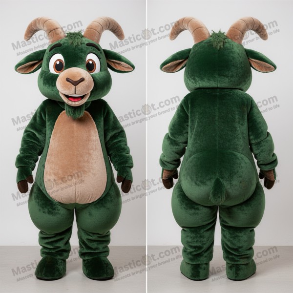 Forest Green Rounded Plush Goat Mascot - Masticot.com
