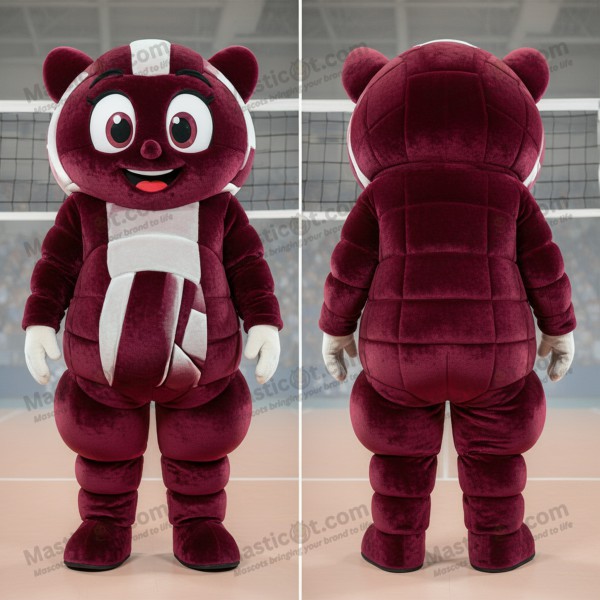 Maroon velvety volleyball net mascot - Masticot.com