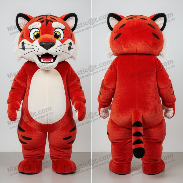Red velvety smilodon mascot - Masticot.com