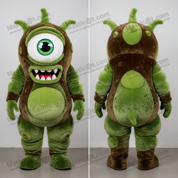 Olive Green Cartoon Cyclops Mascot - Masticot.com