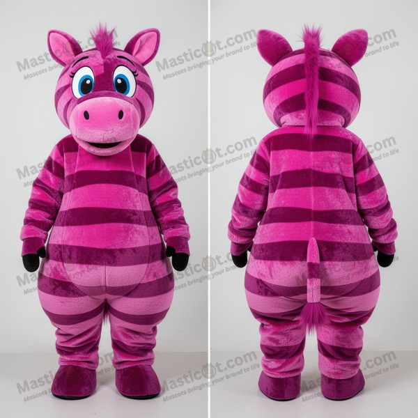 Magenta velvety zebra mascot - Masticot.com