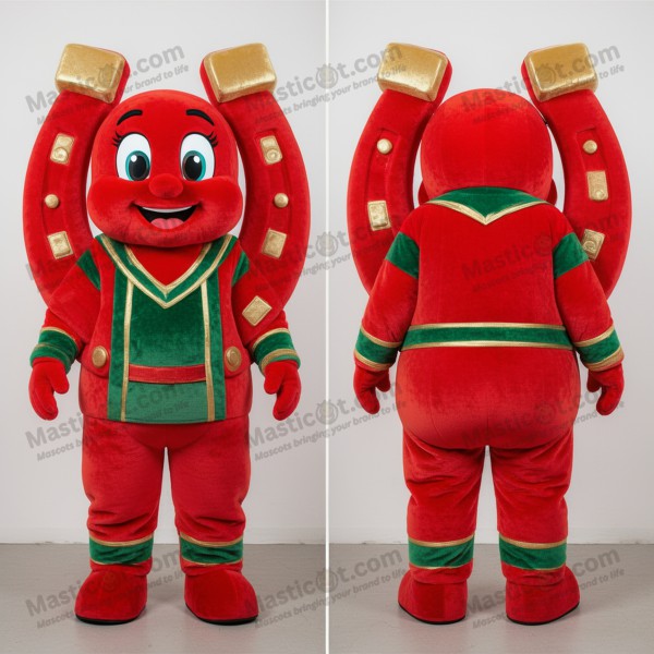 Rood ronde hoefijzer mascotte - Masticot.com