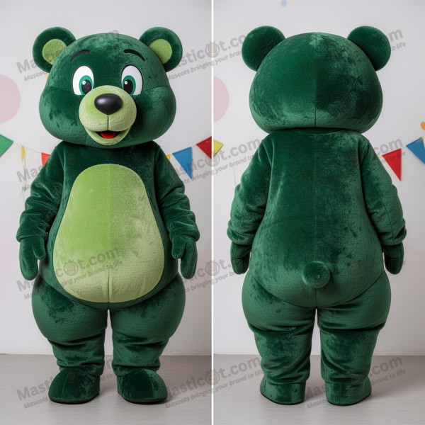 Skoggrønn Fløyelsbjørn Maskot - Masticot.com