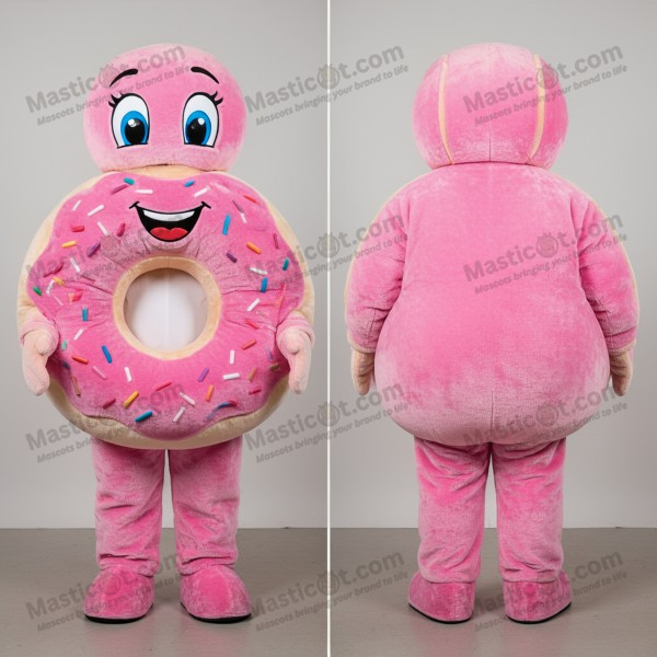 Mascota de donut de felpa rosa redonda - Masticot.com